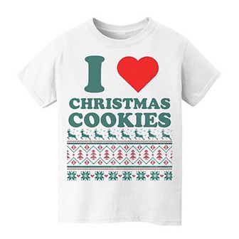 Kid's 8-20 I Heart Christmas Cookies Christmas Graphic Tee