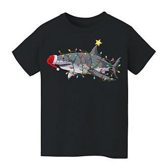 Kid's 8-20 Christmas Light Shark Christmas Graphic Tee