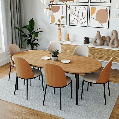 Leisuremod Tule Mid-century Modern Dining Side Chair With Velvet Seat And Steel Frame Set Of 2