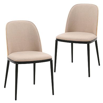 Leisuremod Tule Mid-century Modern Dining Side Chair With Velvet Seat And Steel Frame Set Of 2