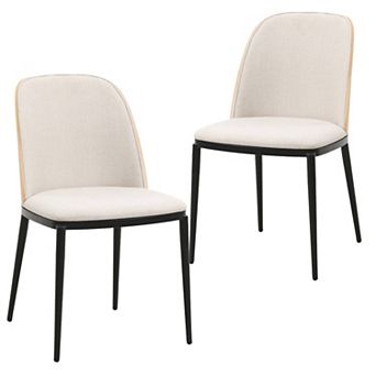 Leisuremod Tule Mid-century Modern Dining Side Chair With Velvet Seat And Steel Frame Set Of 2