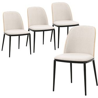 Leisuremod Tule Mid-century Modern Dining Side Chair With Velvet Seat And Steel Frame Set Of 4
