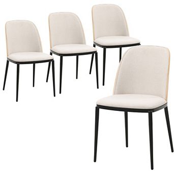 Leisuremod Tule Mid-century Modern Dining Side Chair With Velvet Seat And Steel Frame Set Of 4