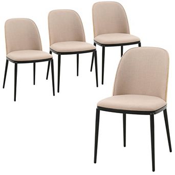 Leisuremod Tule Mid-century Modern Dining Side Chair With Velvet Seat And Steel Frame Set Of 4