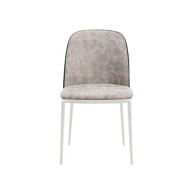 Leisuremod Tule Modern Dining Side Chair With Fabric Seat And White Powder-coated Steel Frame