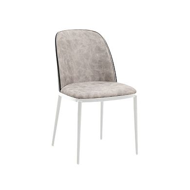 Leisuremod Tule Modern Dining Side Chair With Fabric Seat And White Powder-coated Steel Frame