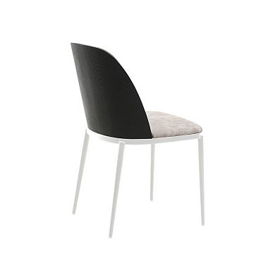 Leisuremod Tule Modern Dining Side Chair With Fabric Seat And White Powder-coated Steel Frame