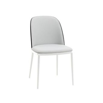 Leisuremod Tule Modern Dining Side Chair With Fabric Seat And White Powder-coated Steel Frame