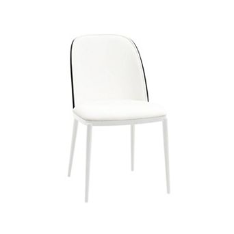 Leisuremod Tule Modern Dining Side Chair With Fabric Seat And White Powder-coated Steel Frame