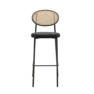 Leisuremod Euston Modern Wicker Bar Stool With Black Steel Frame, Set Of 2