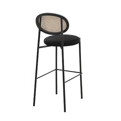 Leisuremod Euston Modern Wicker Bar Stool With Black Steel Frame, Set Of 2