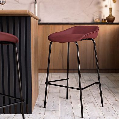 Leisuremod Servos Modern Barstool With Upholstered Faux Leather Seat And Powder Coated Iron Frame