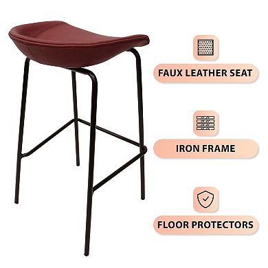 Leisuremod Servos Modern Barstool With Upholstered Faux Leather Seat And Powder Coated Iron Frame