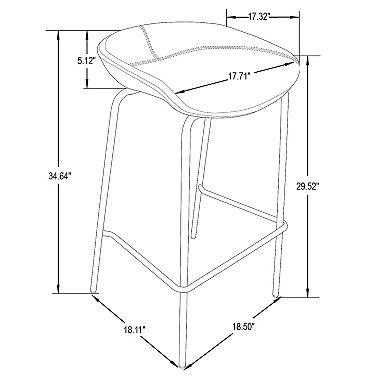 Leisuremod Servos Modern Barstool With Upholstered Faux Leather Seat And Powder Coated Iron Frame