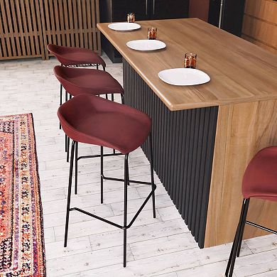 Leisuremod Servos Modern Barstool With Upholstered Faux Leather Seat And Powder Coated Iron Frame