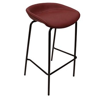 Leisuremod Servos Modern Barstool With Upholstered Faux Leather Seat And Powder Coated Iron Frame