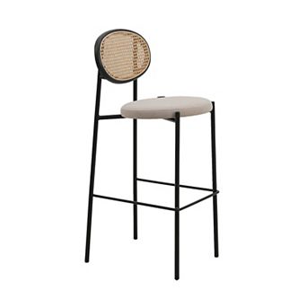 Leisuremod Euston Modern Wicker Bar Stool With Black Steel Frame
