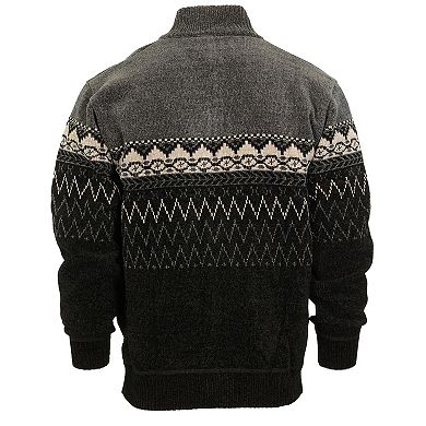 Gioberti Men's Knitted Chenille Cardigan Sweater With Flannel Lining