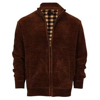 Gioberti Men's Knitted Chenille Cardigan Sweater With Flannel Lining
