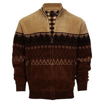 Gioberti Men's Knitted Chenille Cardigan Sweater With Flannel Lining