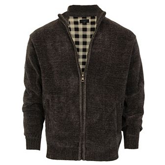 Gioberti Men's Knitted Chenille Cardigan Sweater With Flannel Lining