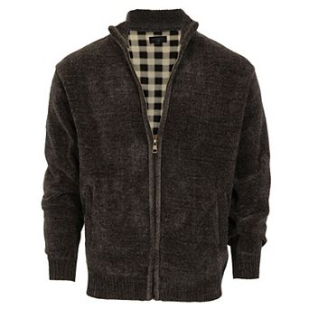 Gioberti Men's Knitted Chenille Cardigan Sweater With Flannel Lining