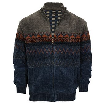 Gioberti Men's Knitted Chenille Cardigan Sweater With Flannel Lining
