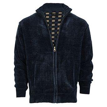 Gioberti Men's Knitted Chenille Cardigan Sweater With Flannel Lining
