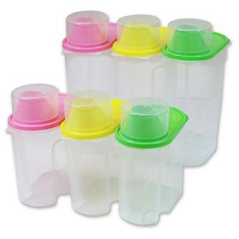 Bpa-free Plastic Food Saver, Kitchen Food Containers with Graduated Cap, Set Of 3 Large And 3 Small