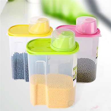 Bpa-free Plastic Food Saver, Kitchen Food Containers with Graduated Cap, Set Of 3 Large And 3 Small