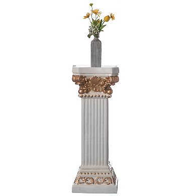 Decorative Modern Fiberglass Plinth Roman Style Column Ionic Pedestal Vase Stand, Medium
