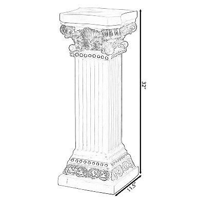 Decorative Modern Fiberglass Plinth Roman Style Column Ionic Pedestal Vase Stand, Medium