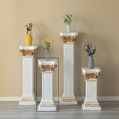 Decorative Modern Fiberglass Plinth Roman Style Column Ionic Pedestal Vase Stand, Medium