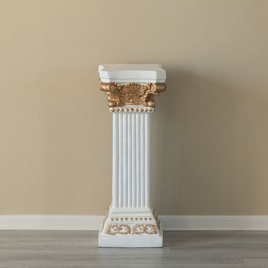 Decorative Modern Fiberglass Plinth Roman Style Column Ionic Pedestal Vase Stand, Medium