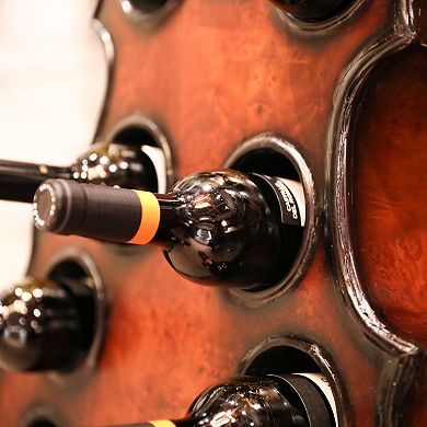 Decorative 10 Bottle Wooden Cello Shaped Wine Rack 53 Inch Floor Violin
