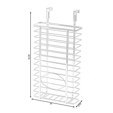Durable Chrome Metal Grocery Bag Holder Over-Cabinet & Door Organizer for Storing & Recycling Bags