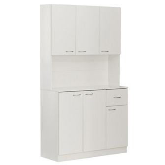Wooden Kitchen Pantry Storage Cabinet With Drawer, Doors And Shelves