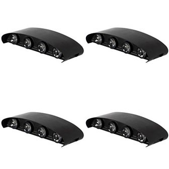 Waterproof Black Aluminum Wall Lamp for Indoors and Outdoors, 8W Cool White 4000K, Set of 4