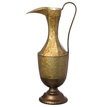 Decorative Antique Style 1 Handle Metal Jug Floor Vase - Large