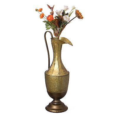 Decorative Antique Style 1 Handle Metal Jug Floor Vase - Large