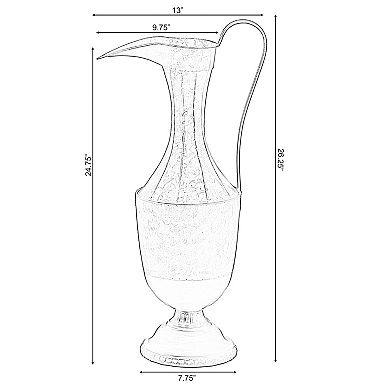 Decorative Antique Style 1 Handle Metal Jug Floor Vase - Large