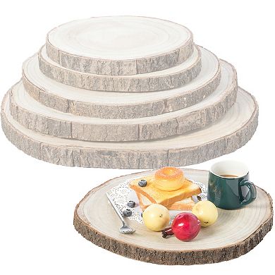 Barky Natural Wood Slabs Rustic Ornament Slice Tray Table Charger - Set of 5