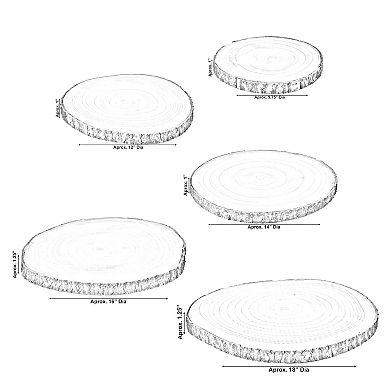 Barky Natural Wood Slabs Rustic Ornament Slice Tray Table Charger - Set of 5