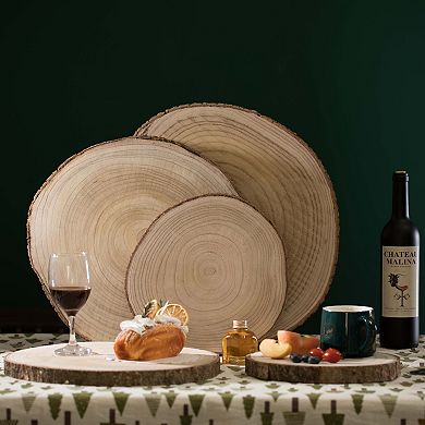 Barky Natural Wood Slabs Rustic Ornament Slice Tray Table Charger - Set of 5