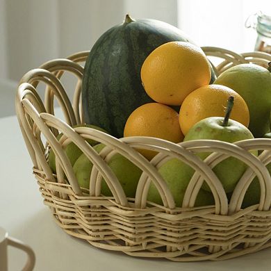 16 Inch Decorative Round Fruit Bowl Bread Basket Serving Tray
