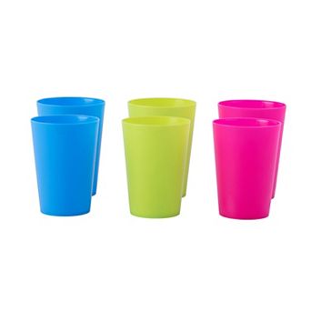 Plastic Reusable Cups 7 Oz Set Of 6 (2 Red, 2 Green, 2 Blue)