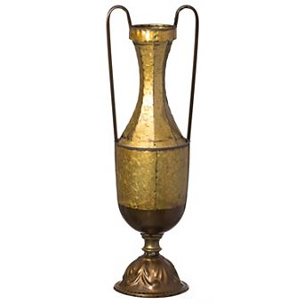 Decorative Antique Style 2 Handle Metal Jug Floor Vase - Small