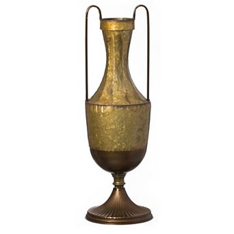 Decorative Antique Style 2 Handle Metal Jug Floor Vase - Large