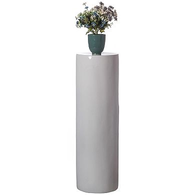Decorative Modern Fiberglass Pillar Column Flower Stand Cylinder Shape Pedestal, Medium