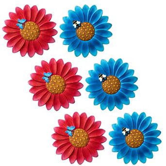 Glitzhome 10"D Set of 6 Cement Flower Style and Textured Stepping Stones